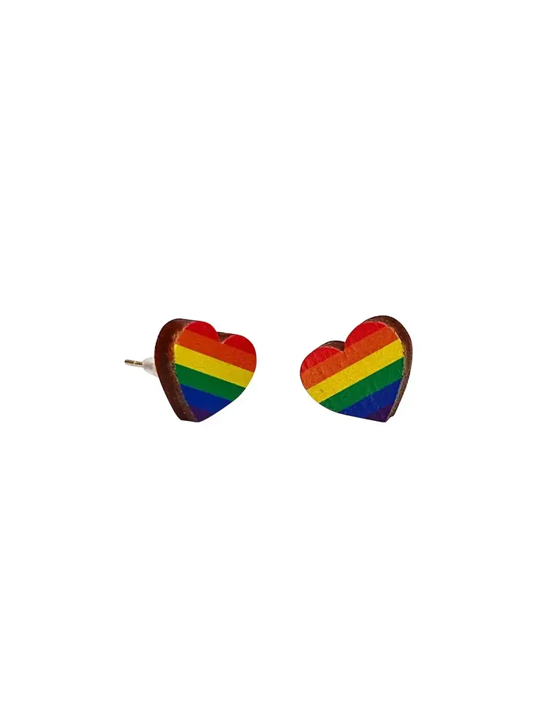 Green Tree Jewelry Rainbow Heart Stud Earrings
