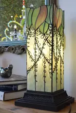 River of Goods 17" Stained Glass Lavish Vine Filigree Hurricane Lamp