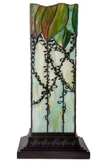 River of Goods 17" Stained Glass Lavish Vine Filigree Hurricane Lamp