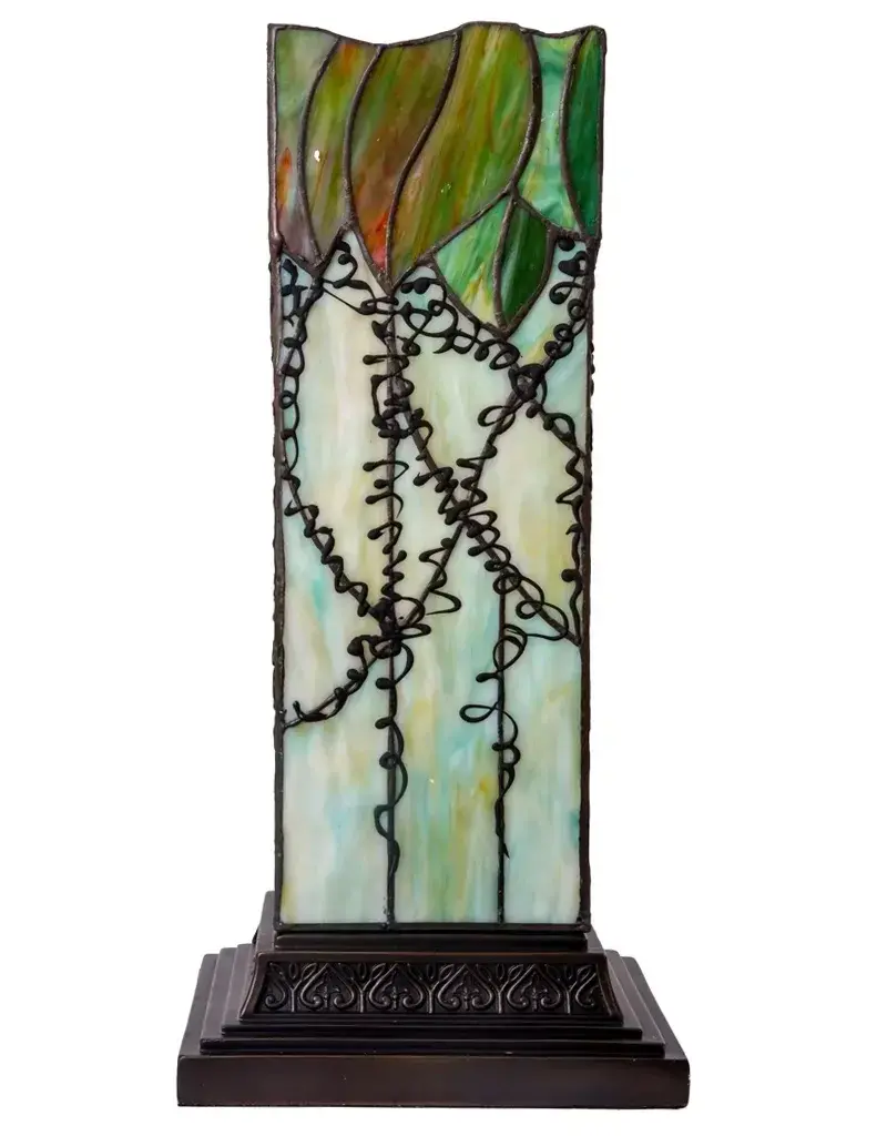 River of Goods 17" Stained Glass Lavish Vine Filigree Hurricane Lamp