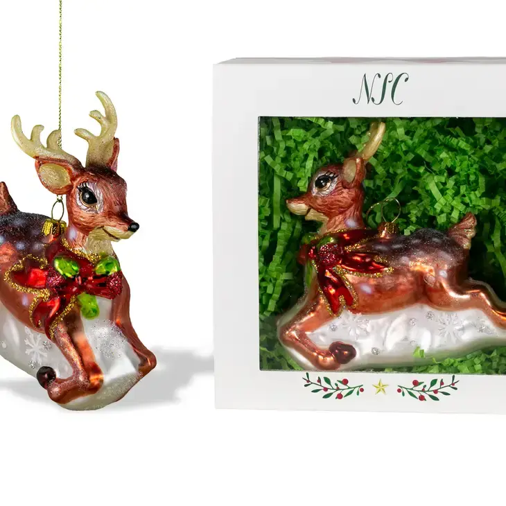 North Star Christmas Glass Holiday Ornament - Coyote Moon