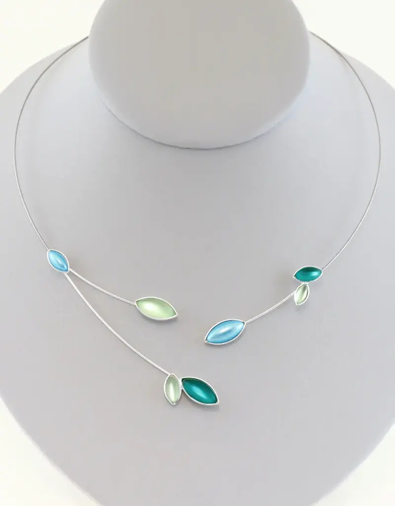 Kristina Branch Leaf Romantic Evening Necklace in Silver