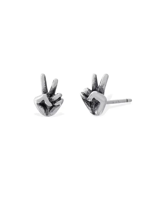 Boma Peace Sign Hand Stud Earrings