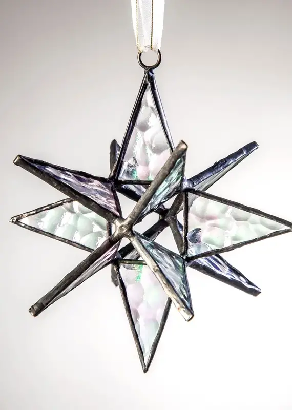 J. Devlin Moravian Star Clear Iridized Stained Glass Ornament