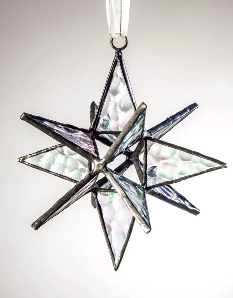 J. Devlin Moravian Star Clear Iridized Stained Glass Ornament