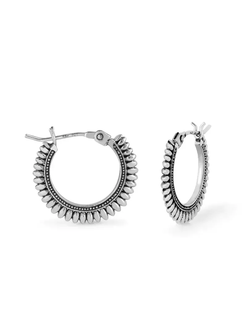 Boho Oxidised Silver Thick Band Hoop Earrings - Beatnik