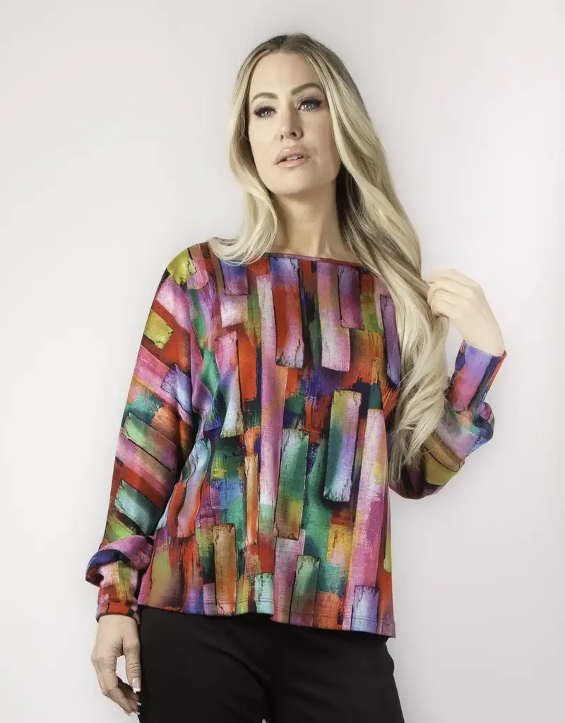 Pure Essence Rainbow Mood Long Sleeve Cuff Top