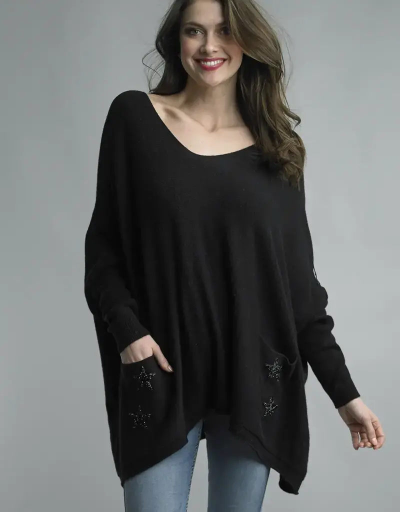 Tempo Paris Pocket Knit Star Poncho - Coyote Moon