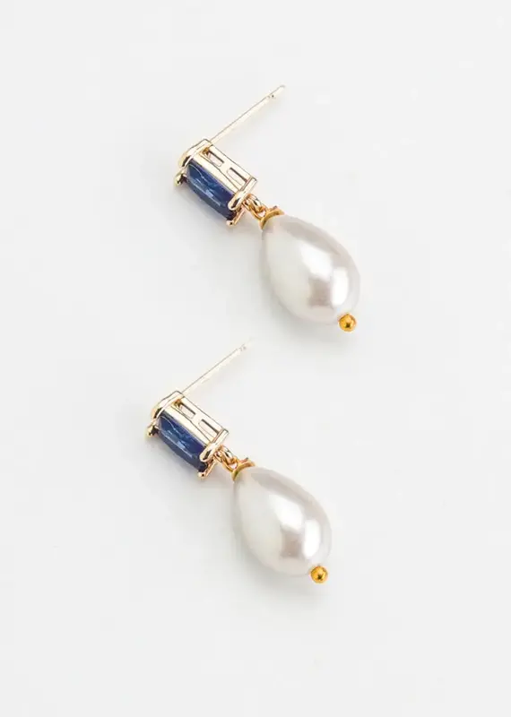 Nakamol Chicago White Pearl Drop Post Earrings