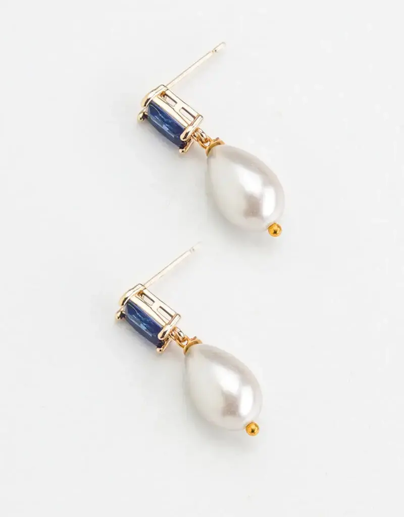 Nakamol Chicago White Pearl Drop Post Earrings