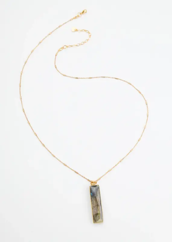 Nakamol Chicago Labradorite Rectangle Pendant Necklace