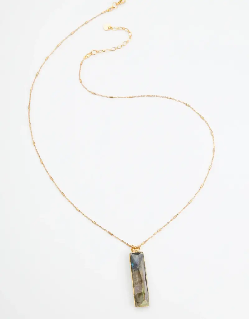 Nakamol Chicago Labradorite Rectangle Pendant Necklace