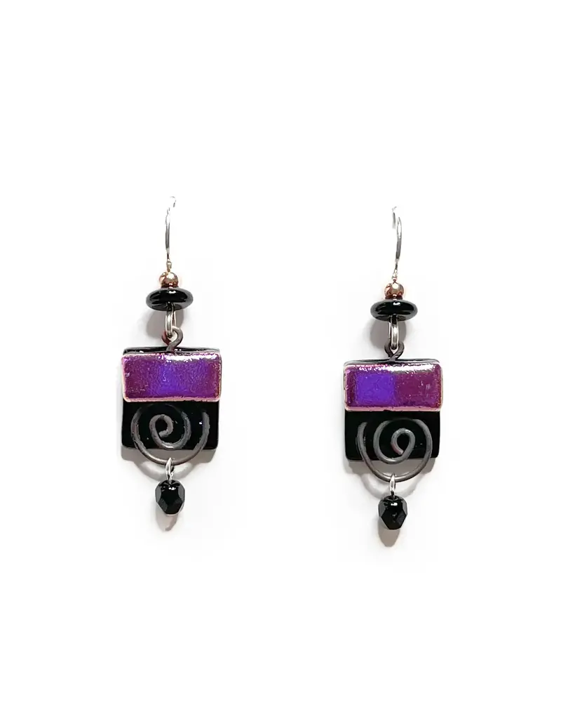 DeVeer Designs Metallic Purple Spiral Dangle Earrings