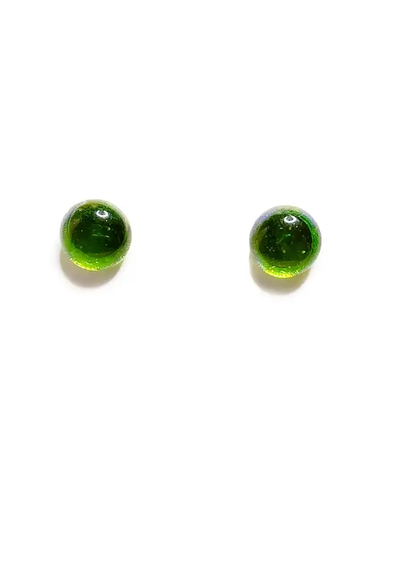 DeVeer Designs Light Green Glass Sphere Post Earrings