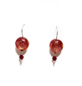 DeVeer Designs Red Glitter Glass Drop Earrings