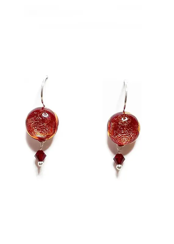 DeVeer Designs Red Glitter Glass Drop Earrings