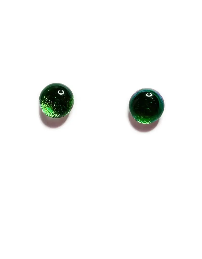 DeVeer Designs Dark Green Glass Sphere Post Earrings