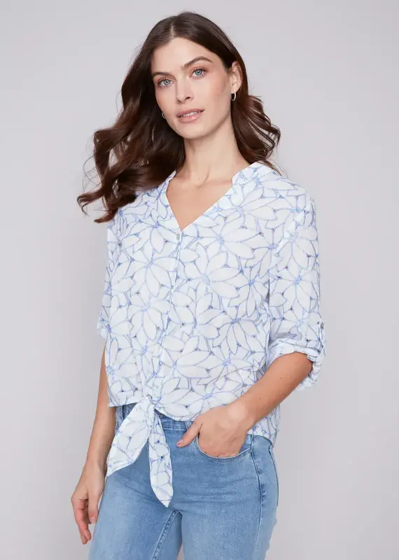 Charlie B Embroidered Cotton Poplin Blouse