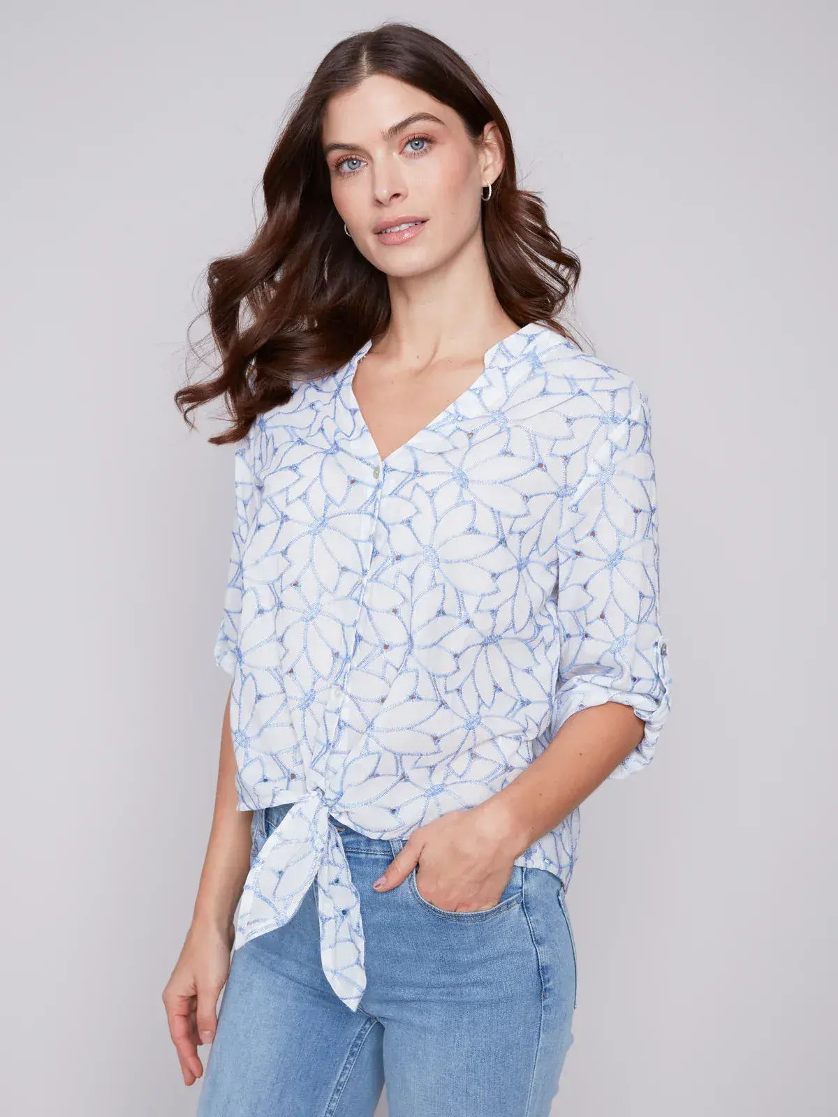 Charlie B Embroidered Cotton Poplin Blouse - Coyote Moon