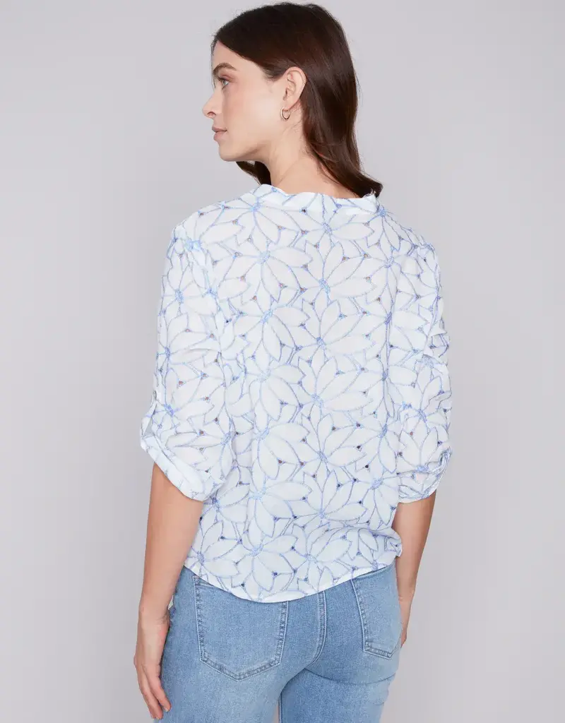 Charlie B Embroidered Cotton Poplin Blouse