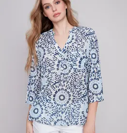 Charlie B Voile Half Button Top