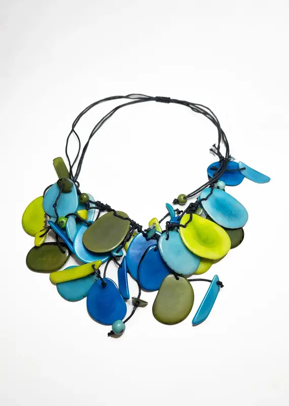 Belart Tagua Slice Large Cascade Mona Statement Necklace