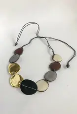 Belart Tagua Gold-Silver Slice Single Strand Flow Necklace