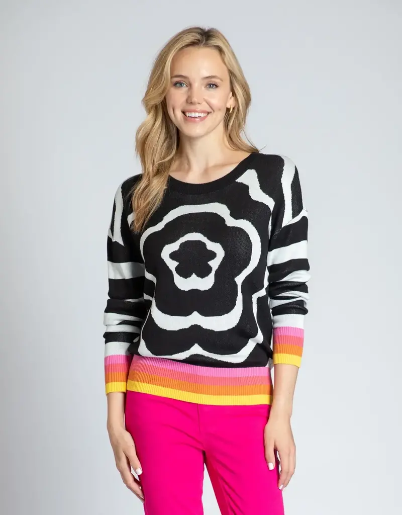 APNY Floral Sweater With Rainbow Cuffs