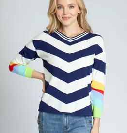 APNY Chevron Pullover With Rainbow Cuffs