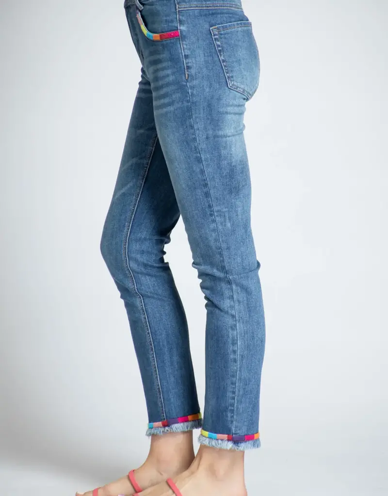 APNY Rainbow Embroidered Straight Leg Jeans