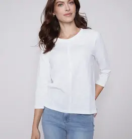Charlie B 3/4 Sleeve Slub Knit Top