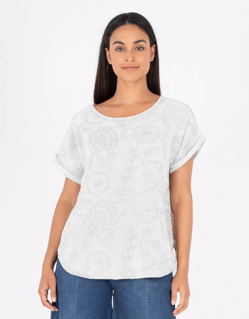 M Made In Italy Floral Embroidered Top
