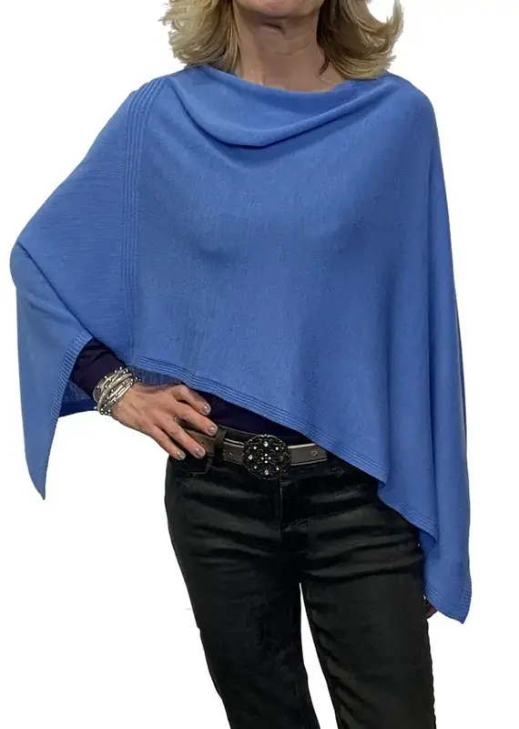 Fraas Triangle Solid Ribbed Knit Jersey Poncho