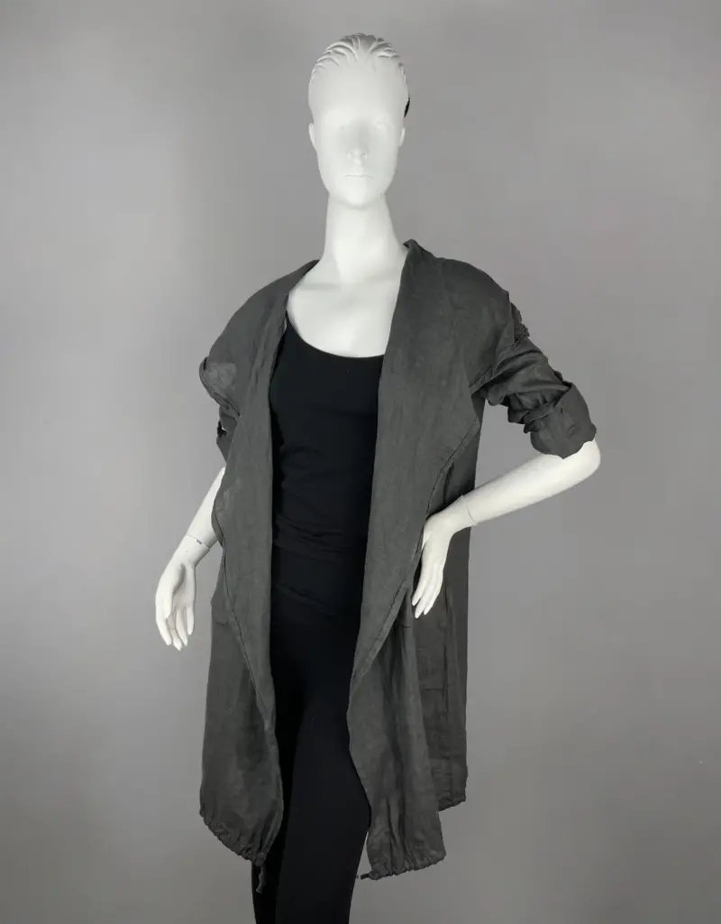 M Made In Italy Open Linen Drawstring Jacket