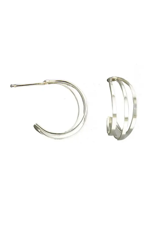 Mark Steel Triple Wire Post Hoop Earrings