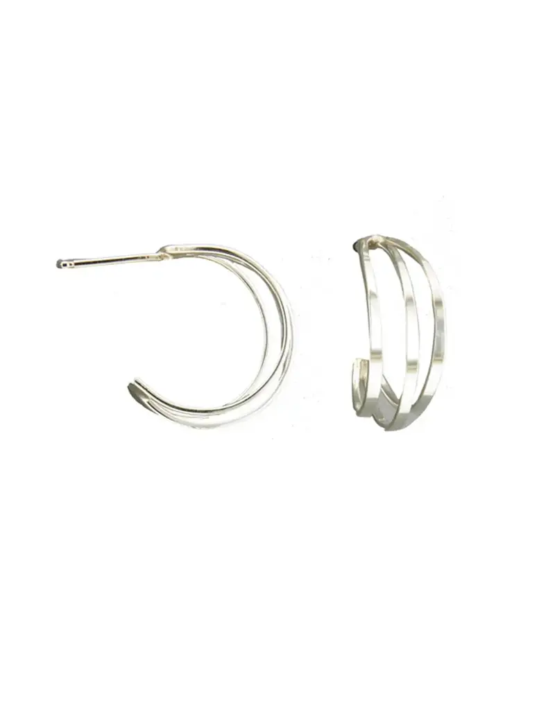 Mark Steel Triple Wire Post Hoop Earrings