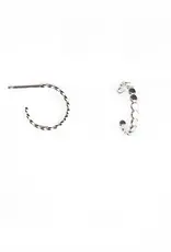 Mark Steel Smashed Beaded Post Hoop Earrings