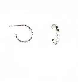 Mark Steel Smashed Beaded Post Hoop Earrings