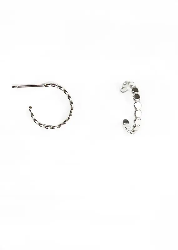 Mark Steel Smashed Beaded Post Hoop Earrings