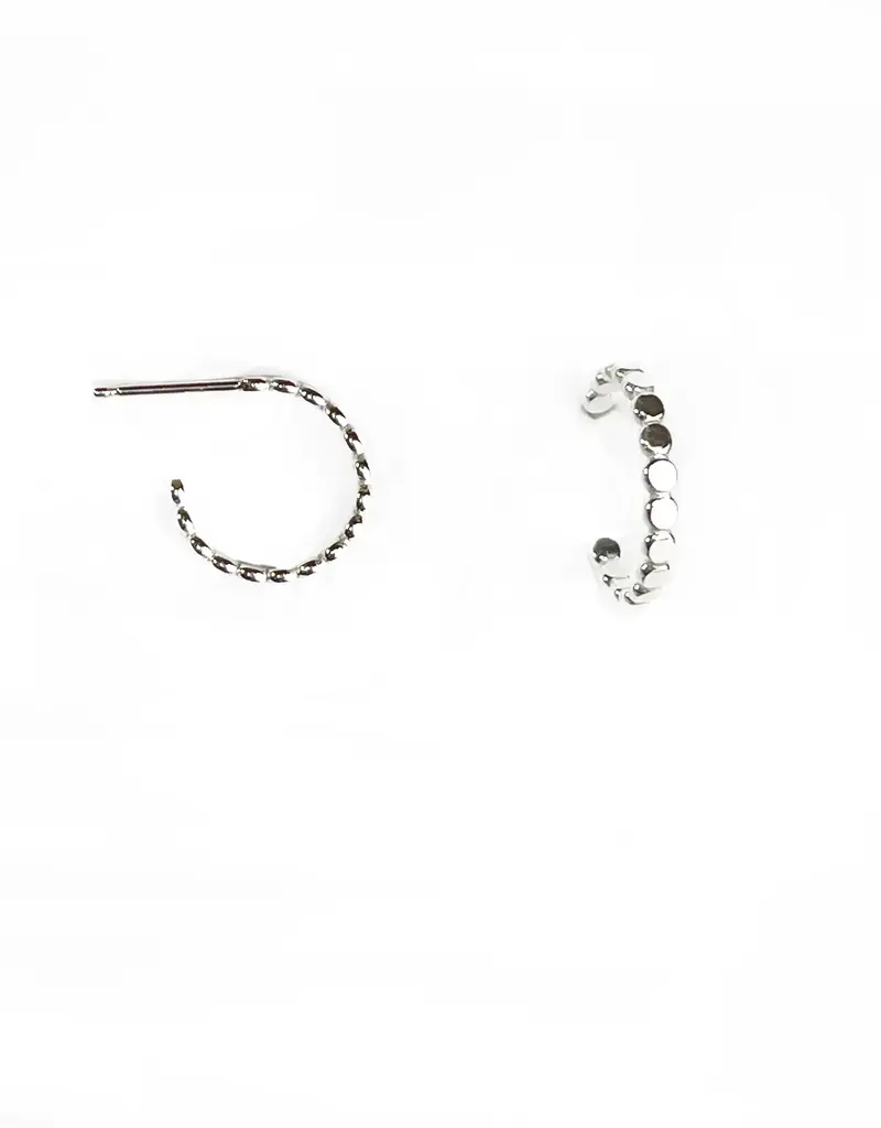 Mark Steel Smashed Beaded Post Hoop Earrings