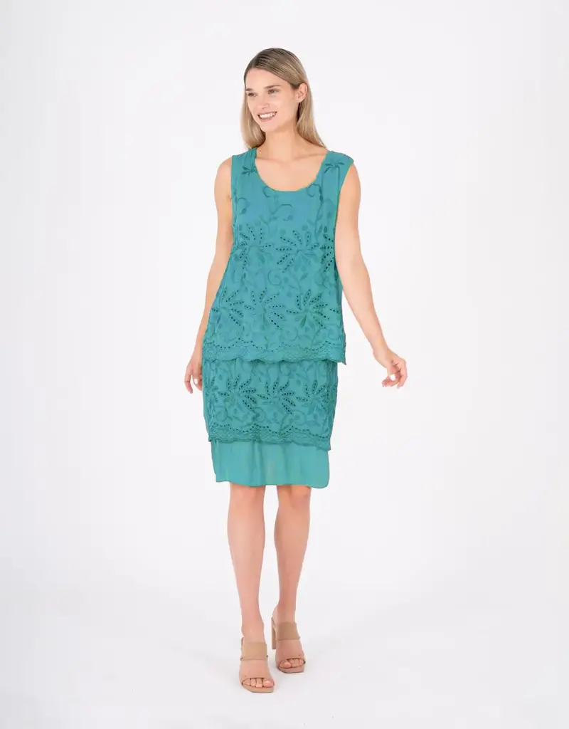 M Made In Italy Tiered Eyelet Dress