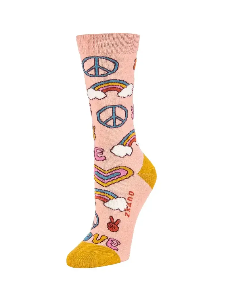 Zkano Peace & Love Organic Cotton Crew Socks