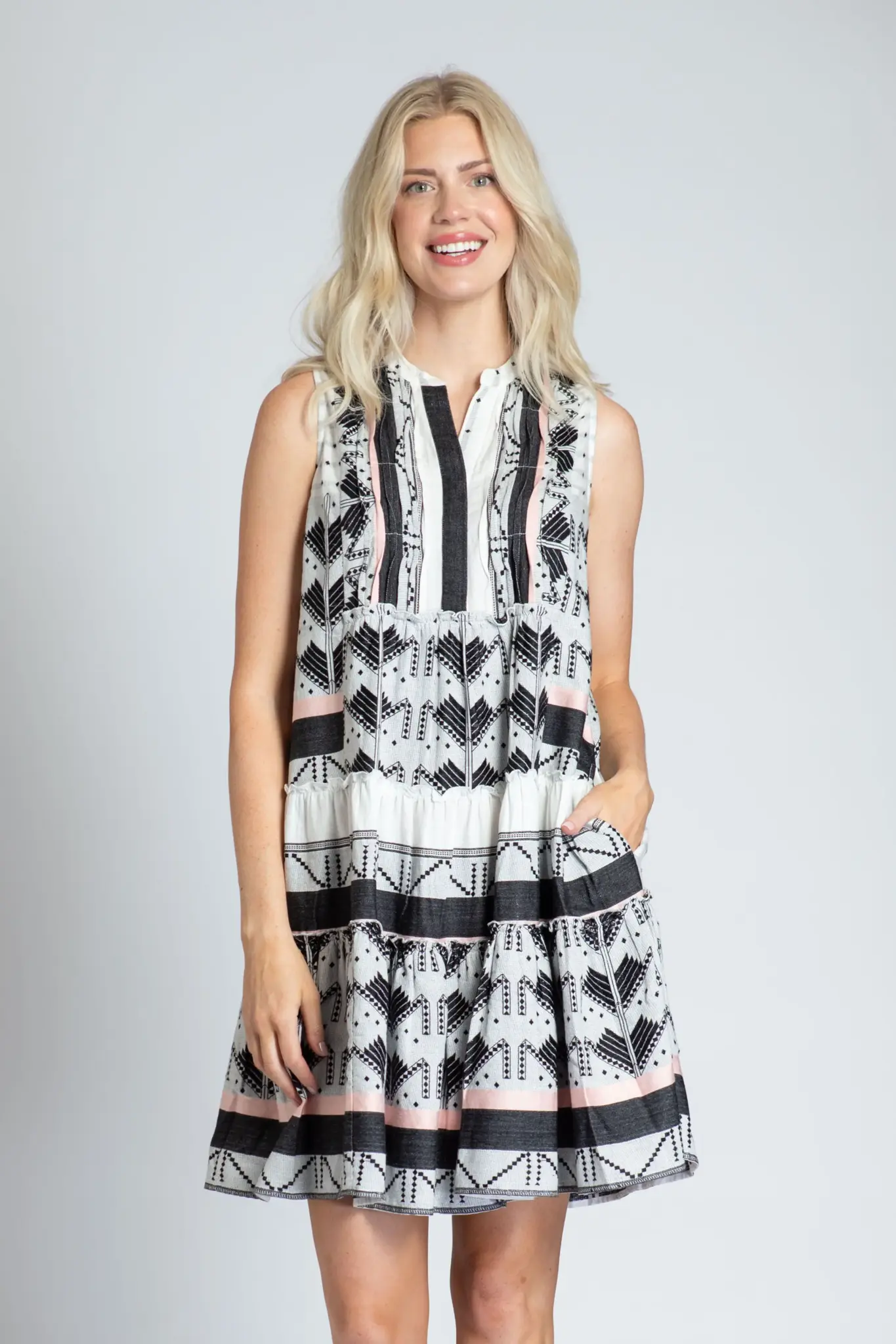 APNY Sleeveless Pintuck Dress - Coyote Moon