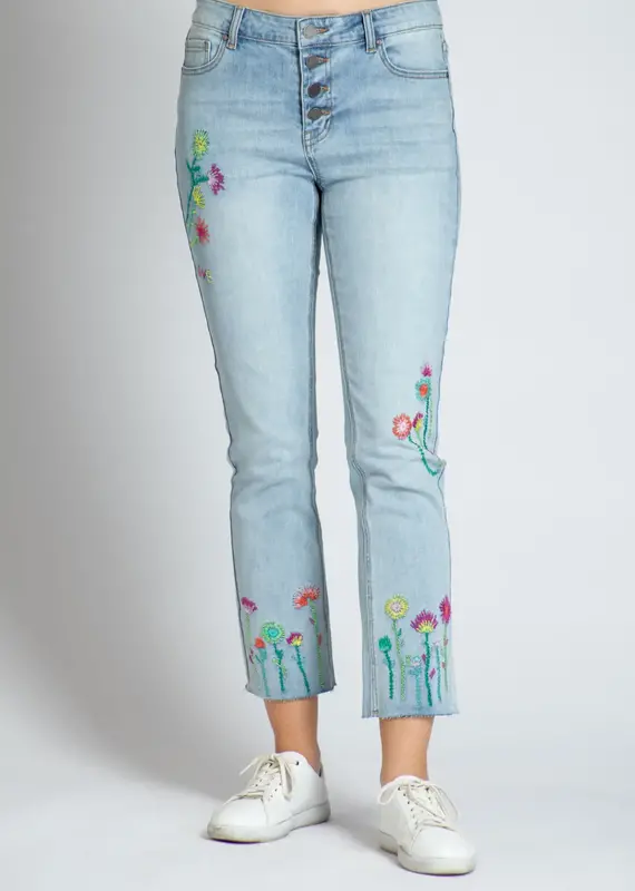 APNY Embroidered Straight Leg Jeans