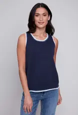 Charlie B Sleeveless Knit Top with Crochet Detail