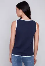 Charlie B Sleeveless Knit Top with Crochet Detail