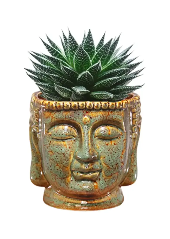 World Buyers Buddha Bust Porcelain Planter Pot