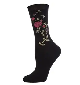 Infinity Classics Metallic Floral Thorns Cotton Blend Crew Socks