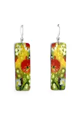 Artista Orange Dahlia Long Rectangle Earrings