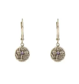 Baked Beads Etched Dragonfly Earrings